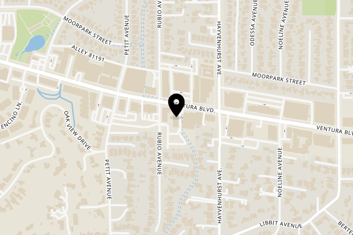 Map showing the location of Ara's Shawarma Encino on 16542 Ventura Blvd in Encino
